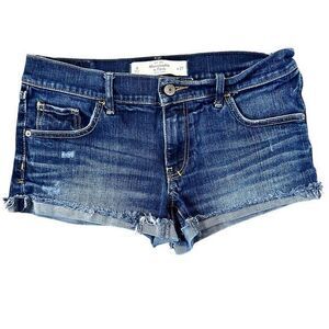 Abercrombie & Fitch Dark Wash Short Distressed Cut Off Jean Shorts Size 4